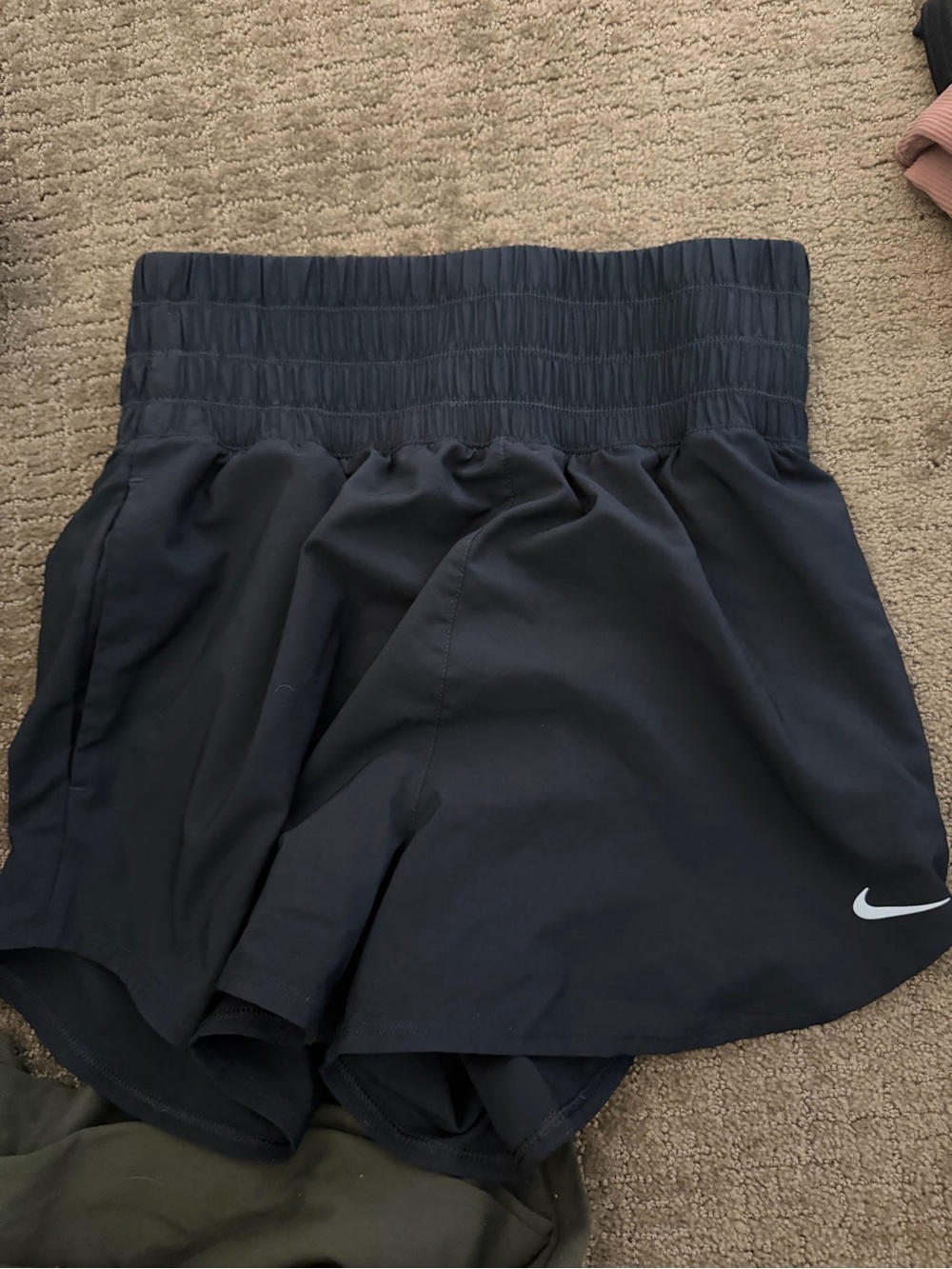 Nike Women's Black Elastic-Waist Athletic Shorts with Swoosh